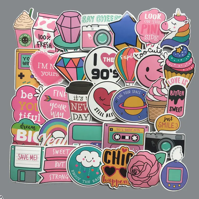 Фото 60Pcs/Pack PVC Waterproof Pink Girls Fun Lovely Stickers Toys Luggage Sticker For Moto Car & Suitcase Cool Fashion Laptop Decals Игрушки 60Pcs/Pack PVC Waterproof Pink Girls Fun Lovely Stickers Toys Luggage Sticker For Moto Car & Suitcase Cool Fashion Laptop Decals Игрушки