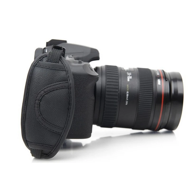Ремешок на запястье для камеры черный кожаный мягкий ручной захват Canon Nikon Sony DSLR |