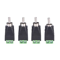new 4pcslot cctv phono rca male plug to av terminal connector video av speaker wire cable to audio male rca connector adapter