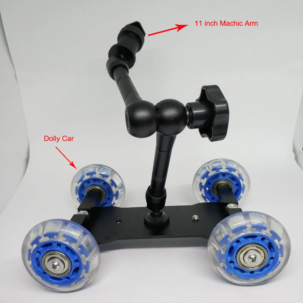 Kaliou Dolly Car + 11 ''Волшебная рукоятка настольная Мобильная роликовая видеокамера