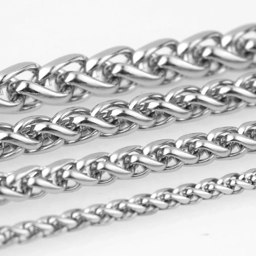 Charming 316L Stainless Steel Silver Color Wheat Braided Link Chain Men Women Necklace Or Bracelet Jewelry 7&quot-40&quot Christmas Gift |
