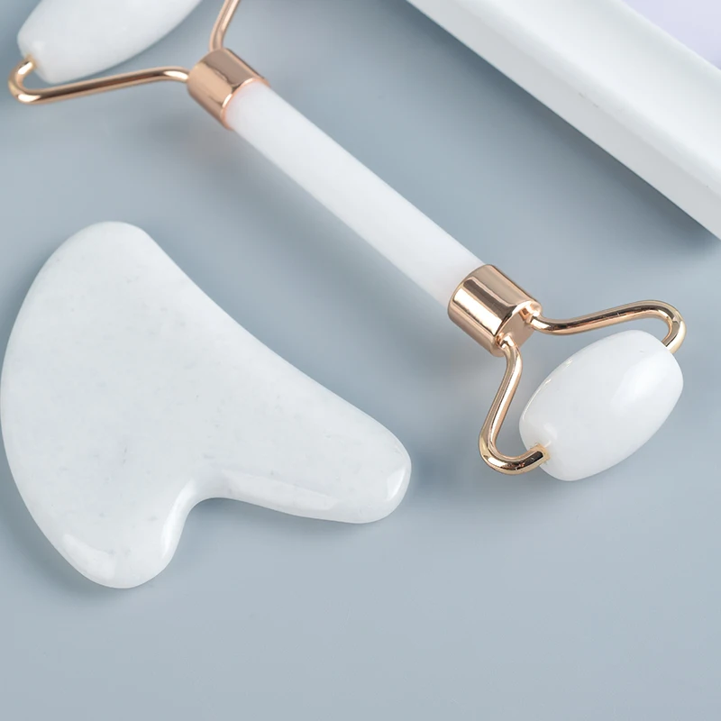 Натуральный Кристальный массаж, белый нефрит, ролик Gua Sha, набор Acupuntura, спа-терапия, скребок для ног на спине, для подтяжки лица, камень, Нефритовый массаж