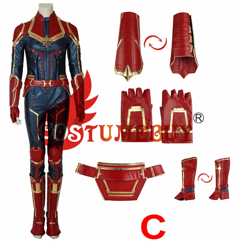 CostumeBuy с героями комиксов Марвел, Косплэй Marvel Кэрол костюм кары Дэнверс супергероя Для женщин фильма Марвел Капитан Косплэй костюм L920 - Цвет: C