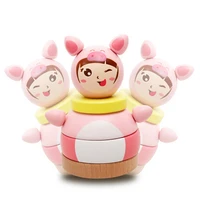 hot tumbler doll roly poly mobile rattles toy for baby newborns kids gift cartoon wooden educational block toys stacking game