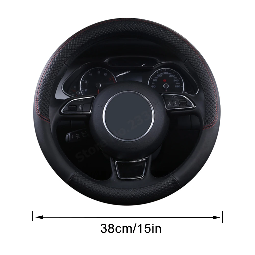 3D brand Car steering-wheel 38cm Leather Hand-stitched PU leather Steering Wheel Cover Fit For Most Cars Styling | Автомобили и