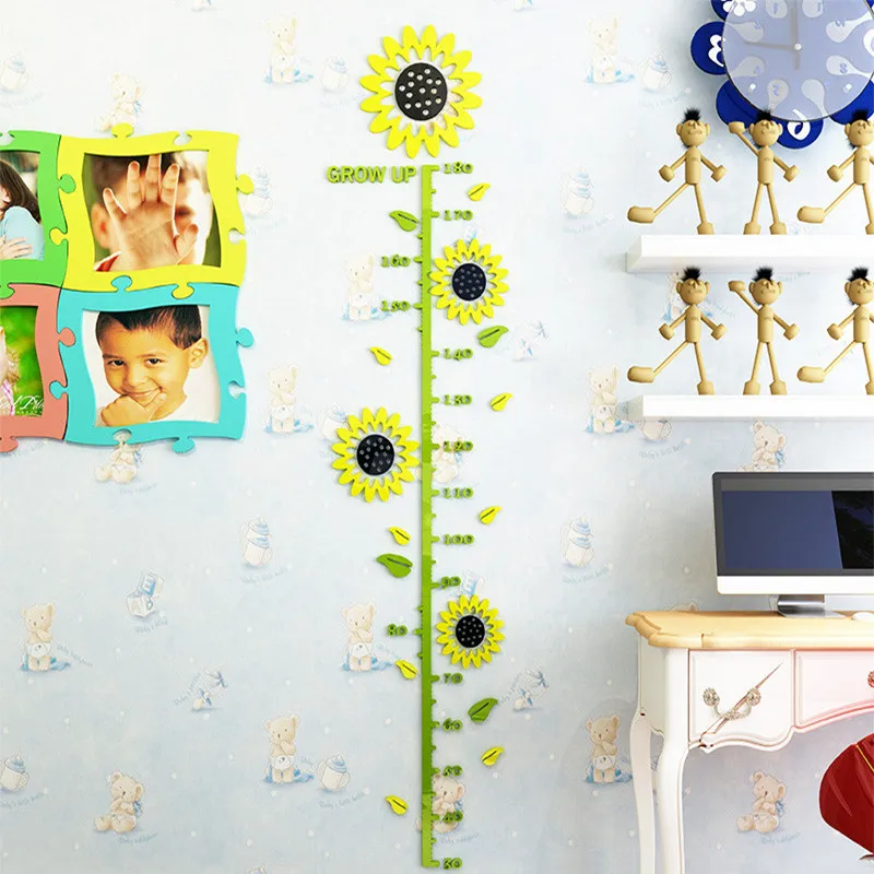 Мультяшная акриловая линейка для высоты настенная наклейка 6 видов узоров 3D