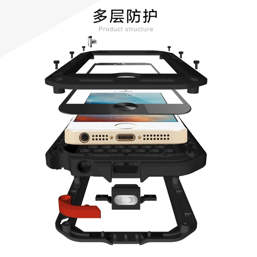 Love Mei бренд чехол для iPhone 5 5S SE металлический противоударный телефон чехол для iPhone 5 5S SE полный корпус анти-осень прочный бронированный чехол