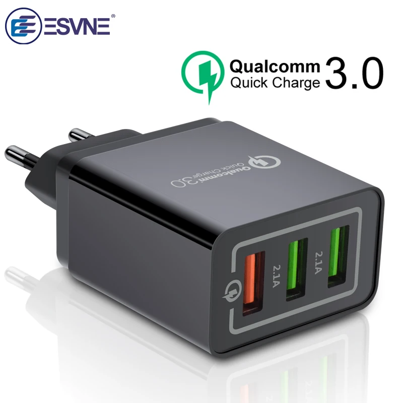 ESVNE 3 порта USB настенное зарядное устройство quick charge 0 4 qc 2 для iPhone Быстрая Зарядка