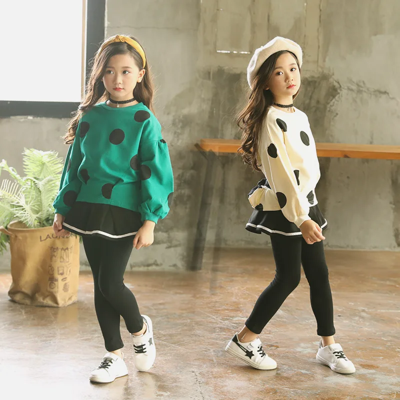 2018 Autumn Girls New Products Children's Clothing Suit Korean Version of Cotton Dot Print Baby | Детская одежда и обувь