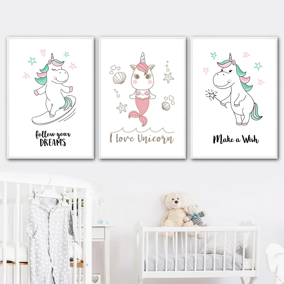 COLORFULBOY единорог животные плакат стена искусство печать скандинавские плакаты и