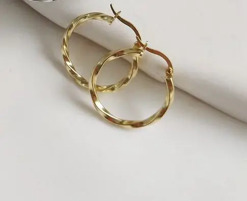 Silvology 925 пробы серебряные серьги-кольца в Корейском стиле креативные модные серьги для женщин летние модели ювелирных изделий подарок - Цвет камня: Gold