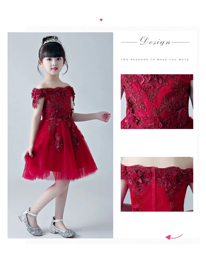Glizt/красные летние платья из тюля с аппликацией для девочек; платья для первого причастия; вечерние бальные платья принцессы; Платья с цветочным узором для девочек на свадьбу