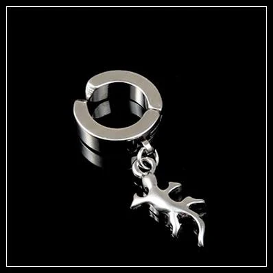 steel gecko Серьги-клипсы, черный крест, шестигранные серьги, не прокалываются, в стиле панк, мужские ювелирные изделия, модный подарок, 1 шт - Окраска металла: steel gecko