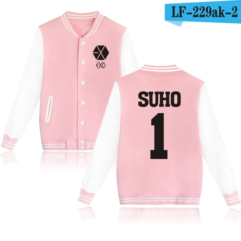 Pink 1 SUHO WEJNXIN EXO Kpop толстовки женские мужские повседневные для фанатов стиля унисекс поддерживающая бейсбольная куртка имя члена пара Exo одежда Бесплатный подарок - Цвет: Pink 1 SUHO