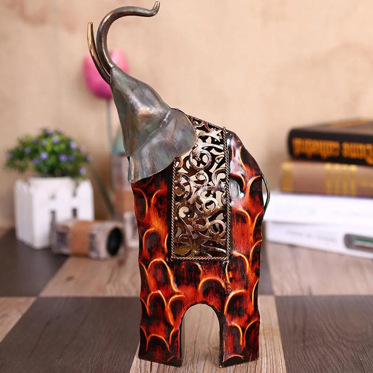 Статуэтка слона Tooarts металлическая фигурка поднимающая головку железный слон