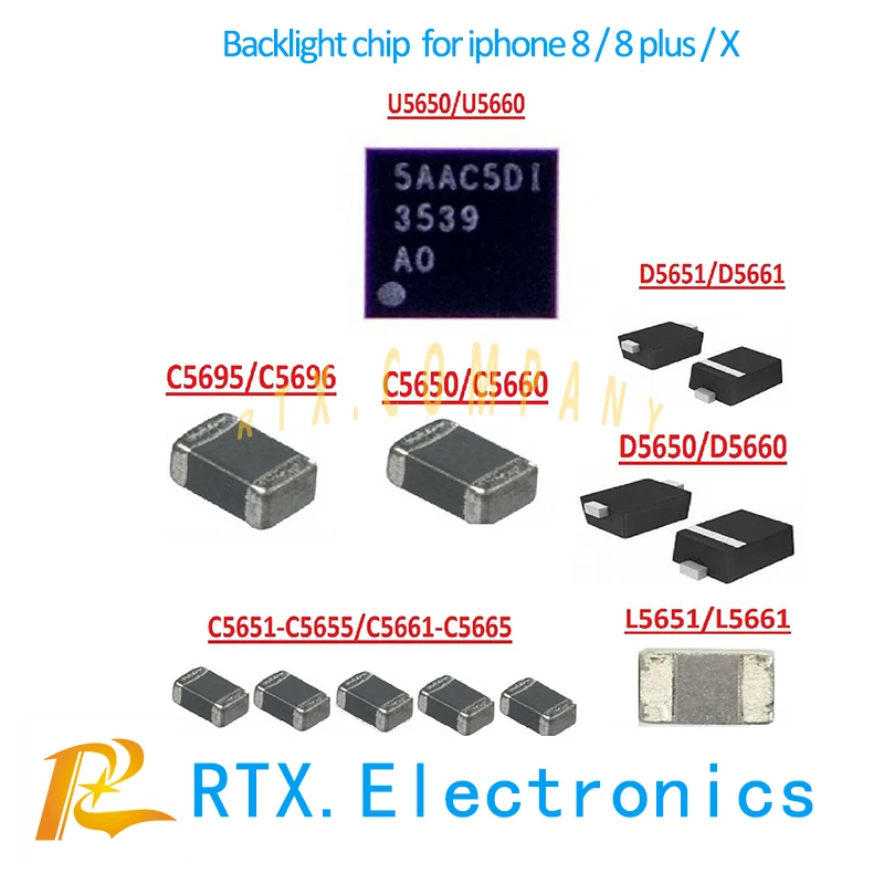 

1set(11pcs) For IPhone 8 8Plus X Backlight IC solutions Kit U5660+Coil C5696 C5660+Diode D5660+Capacitor C5651-C5655 Filt L5661