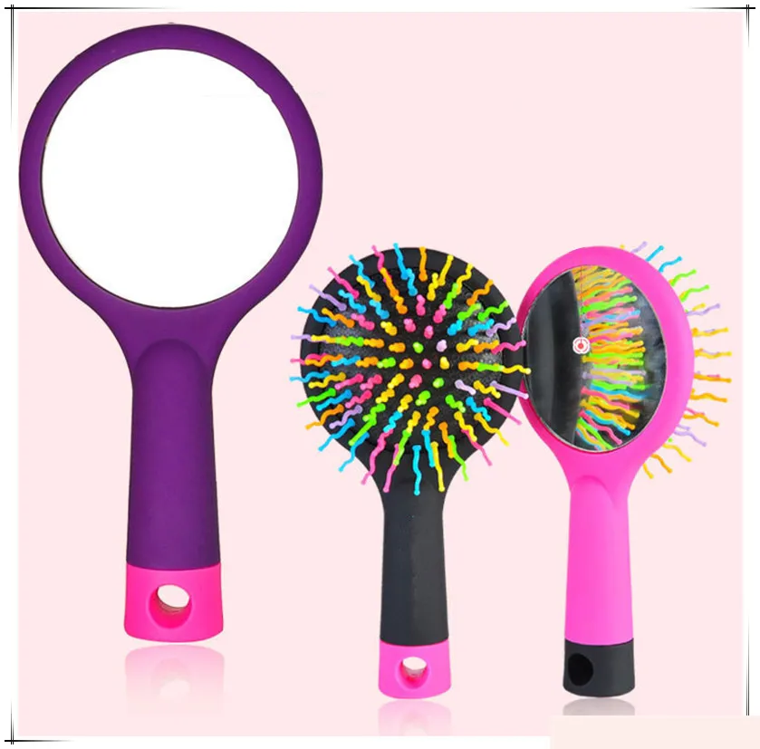 New Cute Airbag Massage Hair Comb Brush With Mirror Anti-static Rainbow Color MINI Accessories Care Tools Travel | Красота и здоровье