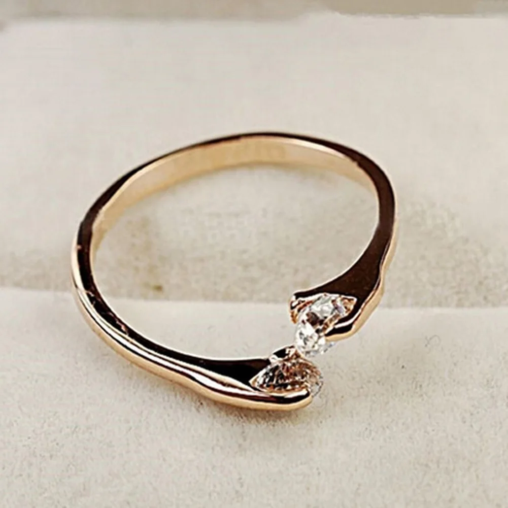 OL/Стиль Регулируемый Твин с украшением в виде кристаллов кольцо из розового