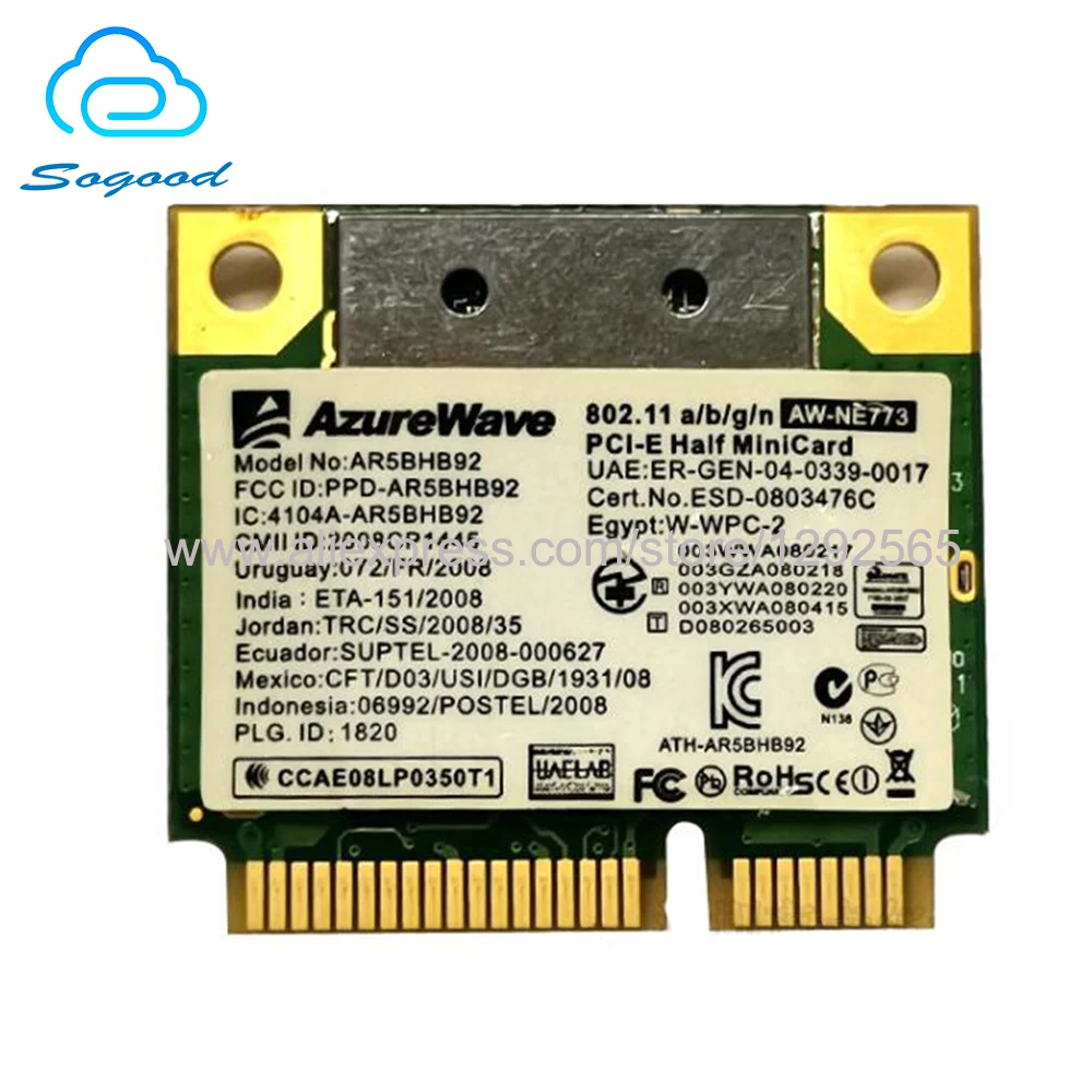 Atheros AR9280 AR5BHB92 Двухдиапазонная 2 4G & 5G 300 Мбит/с 802 11 a/b/g/n PCI E Половина мини карты