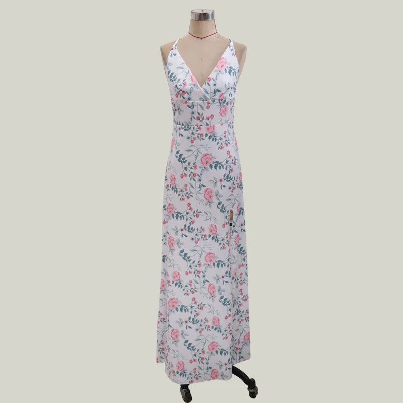 Wish Europe and the United States explosion models sexy deep V sleeveless strap dress 2019 new 3D printed floral pattern | Женская