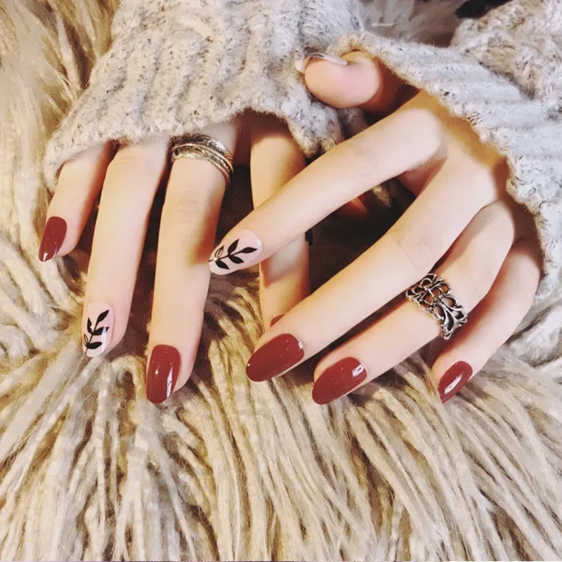 24 шт дамы DIY поддельные ногти сердце узор Красный Белый Полосатый Сделай Сам