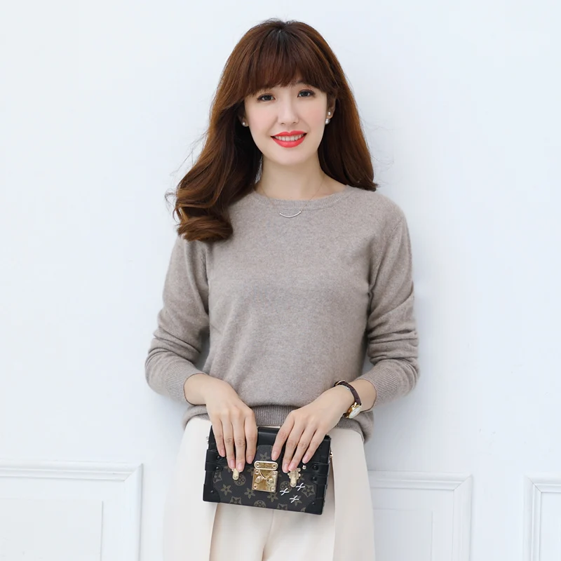 Женский трикотажный кашемировый пуловер Повседневный шерстяной Однотонный