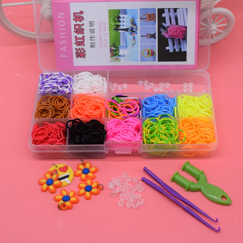 600 Uds. De juguetes para ni&ntilde;os, bandas de goma, brazalete para el pelo de ni&ntilde;a, pulseras tejidas de goma de colores, regalo para ni&ntilde;os, juguete-3