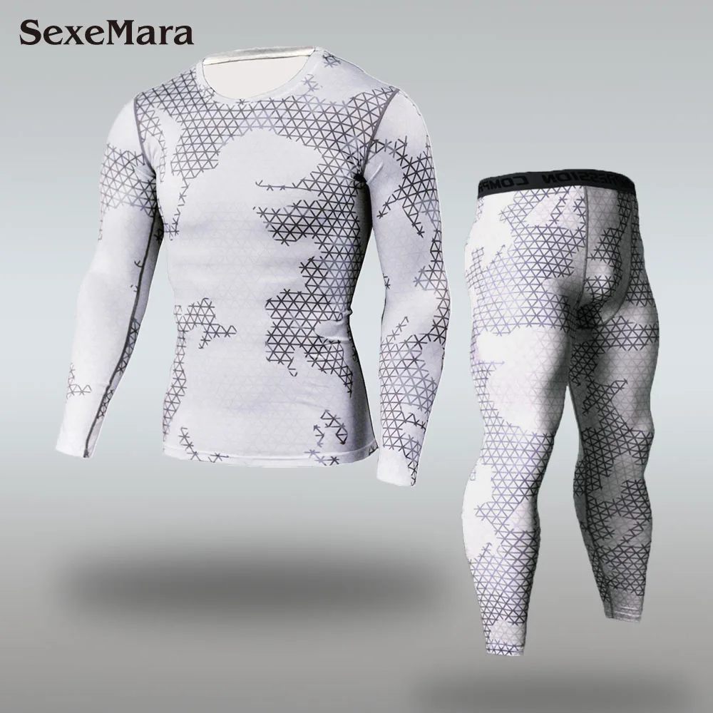 SexeMara камуфляжные компрессионные Для Мужчин's Термальность нижнее белье Для мужчин спортивный костюм Леггинсы Тренажерный зал мужские легинсы для бега Спортивная кальсоны - Цвет: Sets