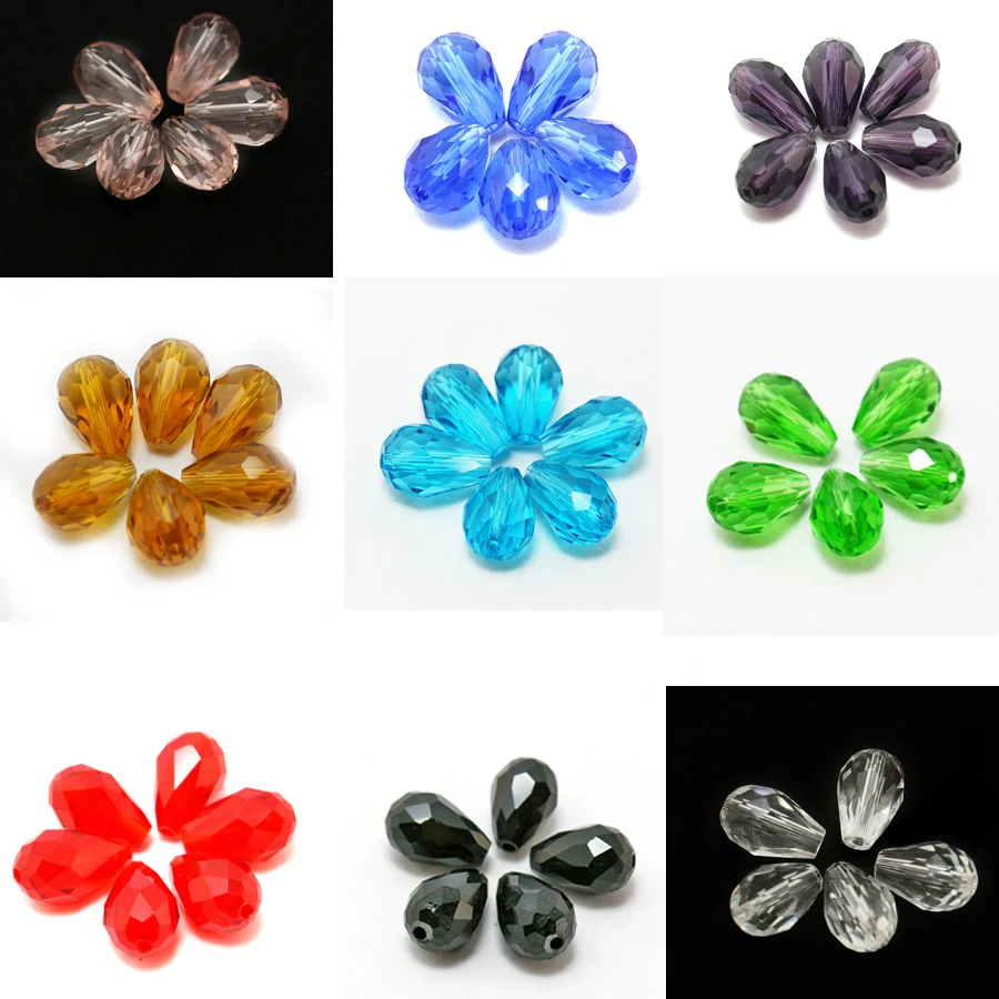 Оптовая продажа 30 шт./лот граненые бусины из хрустального стекла каплевидные для