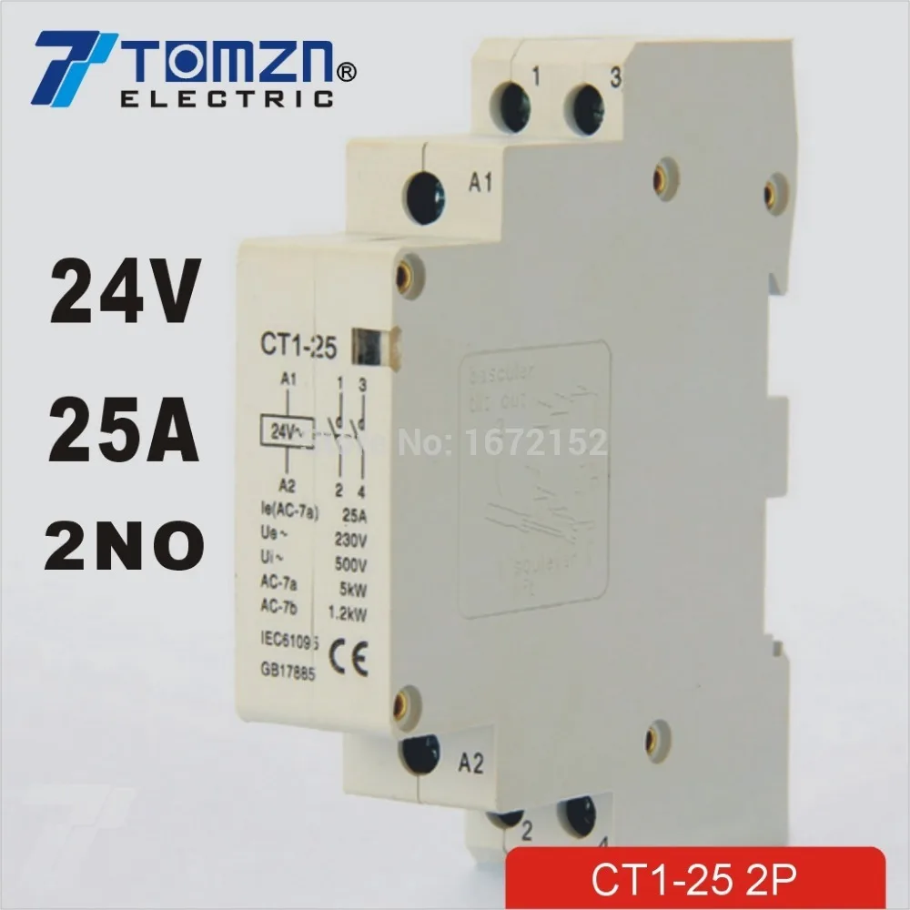 Модульный контактор переменного тока 2NO на Din рейку 2P 20A 24 В 50/60 Гц|modular contactor|contactor