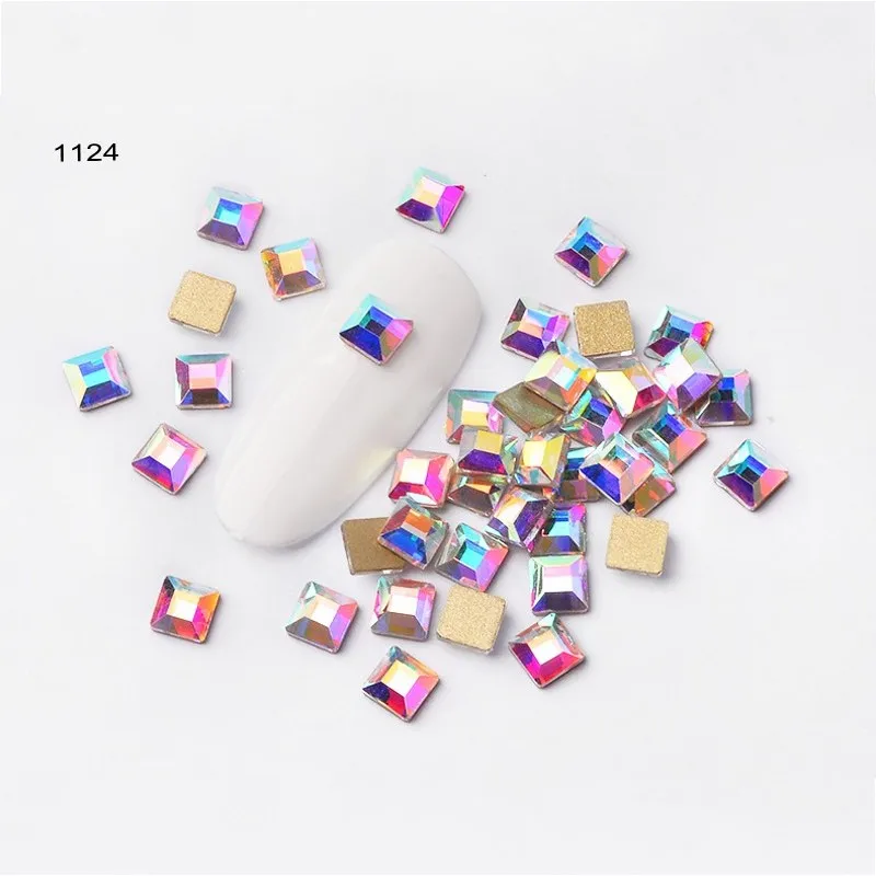 10pcs Crystal Shiny 3D Nail Art Rhinestones 4*4mm AB Colorful Square Shape Glass Stones DIY Design Tips Decor Charms 1122-131 | Красота и
