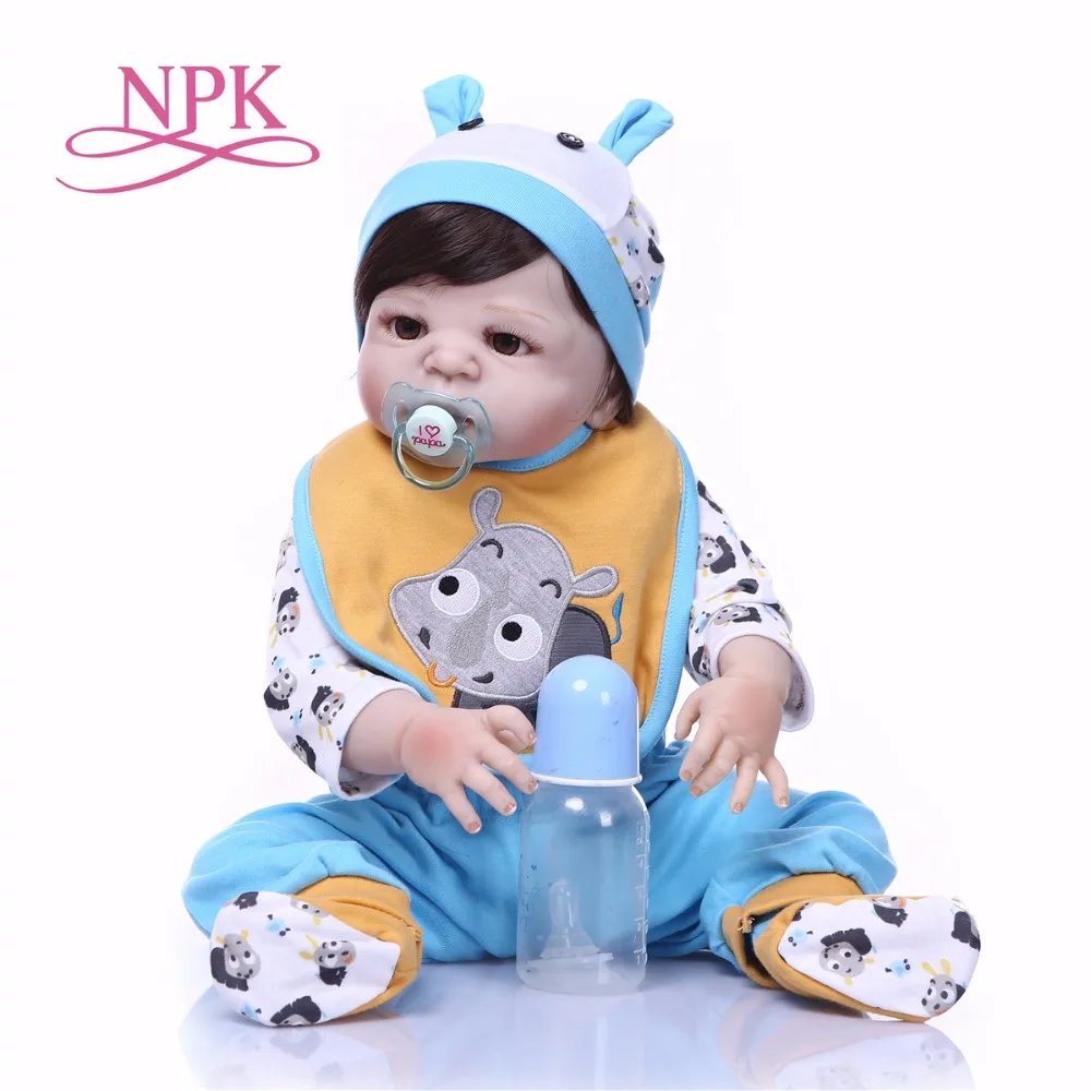 NPK Boneca Reborn летняя футболка с нарисованными маленькими синими носорог полный винил Reborn Детские игрушки, куклы как живые, детский подарок на день рождения Рождество Горячие Игрушки для девочек и