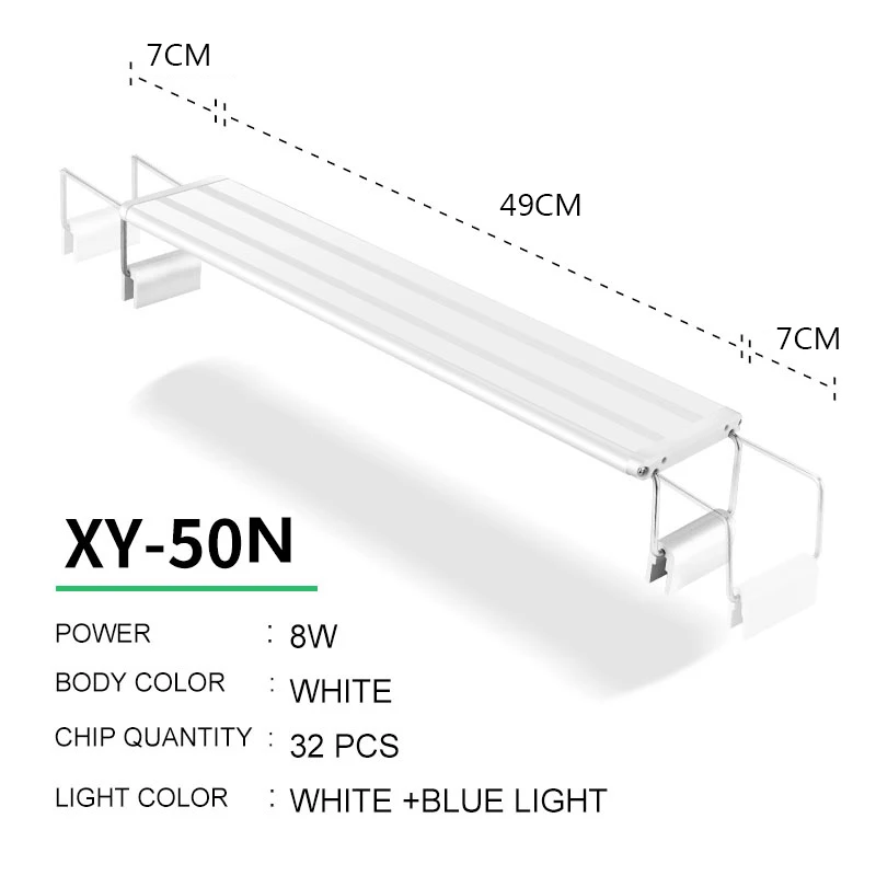 XY-50N WhitexBlue Аквариумный светодиодный светильник ing 15-57 см 220-240 в светильник для аквариума с выдвижными кронштейнами белый и синий светодиодный s подходит для аквариума - Цвет: XY-50N WhitexBlue