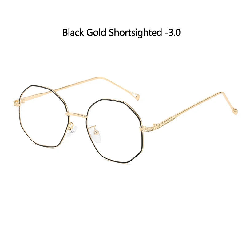 B gold myopia 3.0 Zilead, полигональные металлические очки для близорукости, женские и мужские, прозрачные близорукие очки, близорукие очки с-0.5to-4,0 - Цвет оправы: B gold myopia 3.0