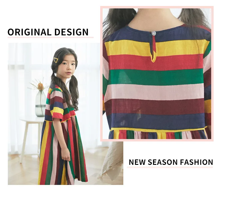 Радужное платье принцессы для девочек Новинка лета 2019 детские платья отдыха