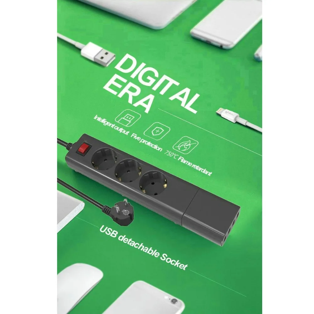 Smart портативный Desktop Съемная 4 USB путешествия зарядное устройство 3 ЕС мощность