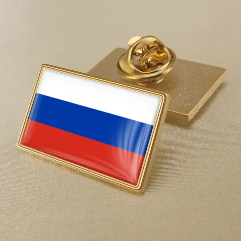 Россия один флаг нагрудные булавки - Окраска металла: Russia-RS