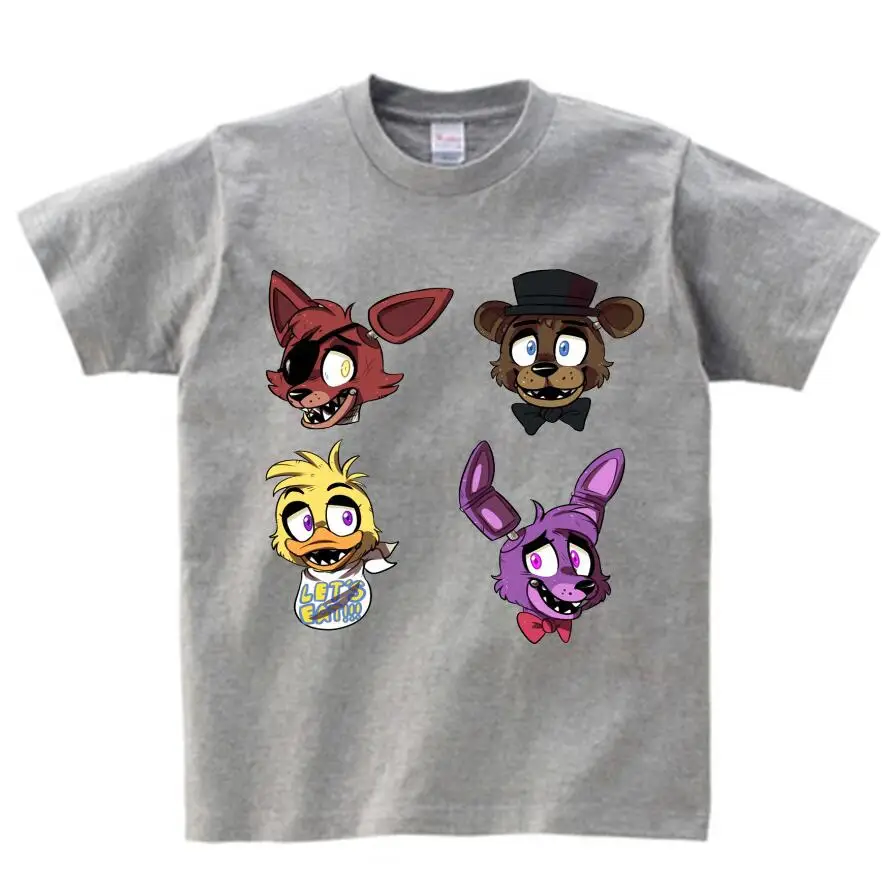 gray childreT-shirt Футболка для мальчиков camisetas/летний топ с принтом «пять ночей с Фредди», Детская футболка одежда для детей футболки для мальчиков и девочек с принтом «Фредди 2», От 2 до 15 лет - Цвет: gray childreT-shirt