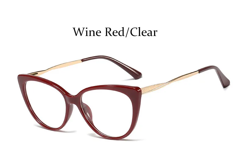 Wine Red Clear Оправа для очков Женская Новая мода кошачий глаз компьютерные очки оправа кошачий глаз линзы оправа женские сексуальные черные женские очки - Цвет оправы: Wine Red Clear