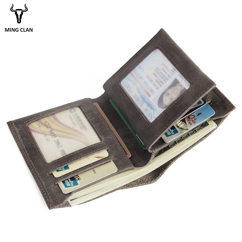 Mingclan Crazy Horse кошелек мужские кошельки натуральная кожа мужской кошелек Porte Carte держатель для карт кошелек Rfid клатч короткий карман сумка