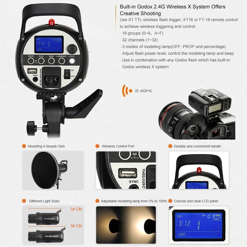 Новый SK400II 110 V 220 Professional Studio Стандартный наборы SK серии мощность 5600 К к Max 400WS GN65