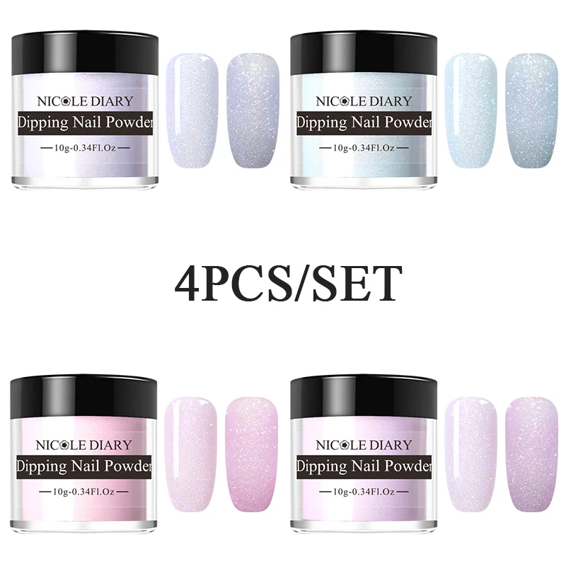 set 8 NICOLE дневник мигающий погружение ногтей порошок Набор красочный сладкий Dip блеск хромированный дизайн ногтей украшения погружение База Топ активатор - Цвет: set 8