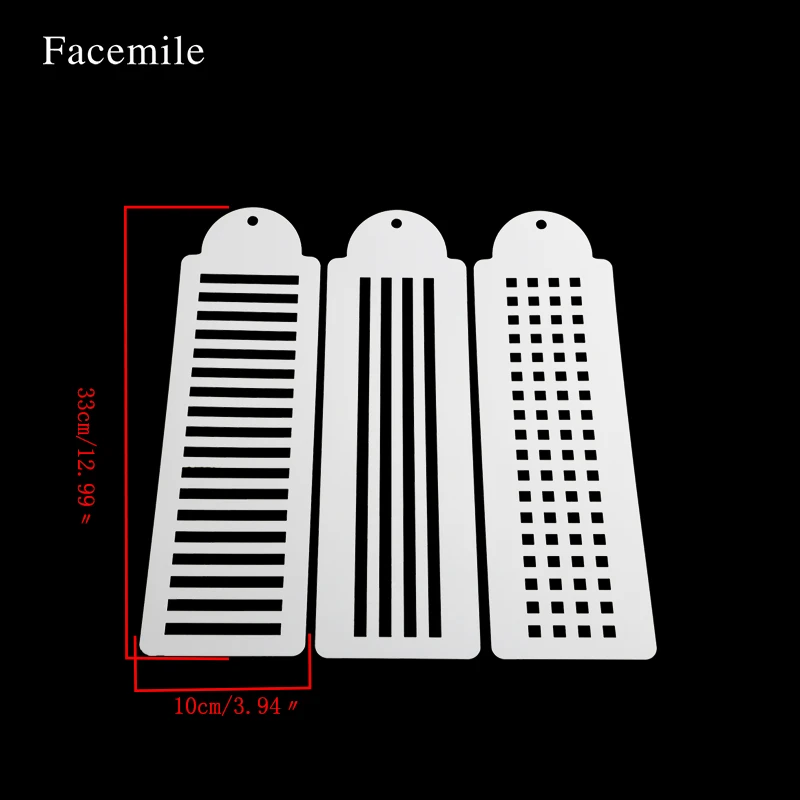 Facemile 3 шт./компл. пластмассовый трафарет для торта клетчатый полосатый дизайн
