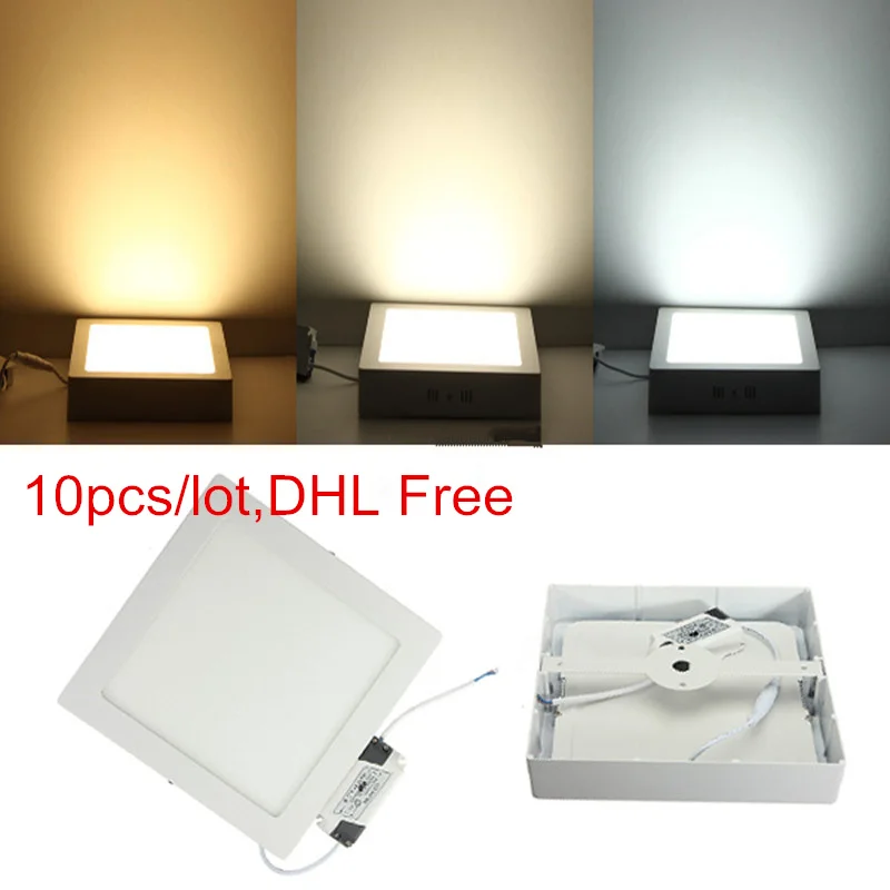 DHL Free 10pcs 9W/15W/25W Surface mounted led downlight Round/Square panel light SMD Ultra thin circle ceiling Down lamp kitchen