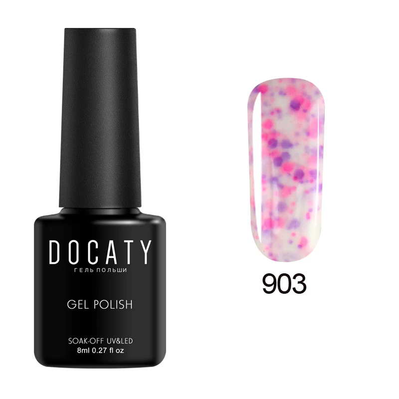 Гель-лак Docaty серии Cheese для мороженого полуперманентный отмачиваемый мерцающий