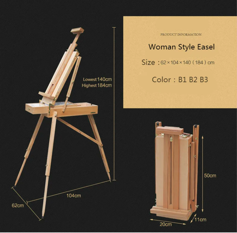 

Painting Easel Caballete De Pintura Folding Artist Wood Easel Men's Painting Stand Multifunctional Oil Paint Easel Art Supplies
