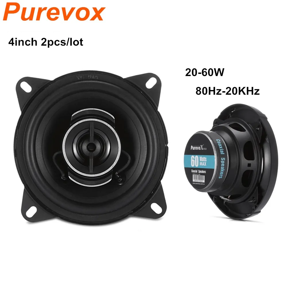 Purevox 4-дюймовый коаксиальный Динамик 20-60 Вт 2 Автомобильный пульт дистанционного
