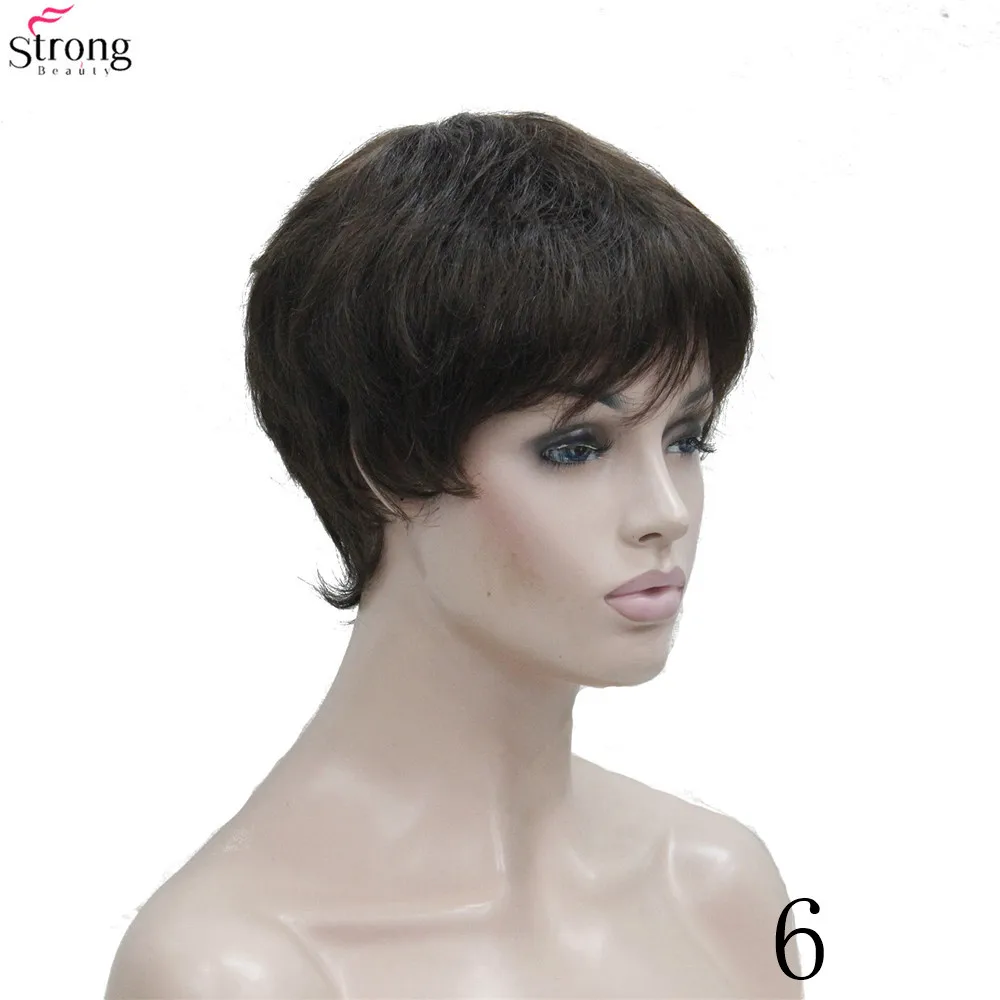 StrongBeauty женские парики коричневый/Блонд микс короткий прямой натуральный синтетический парик