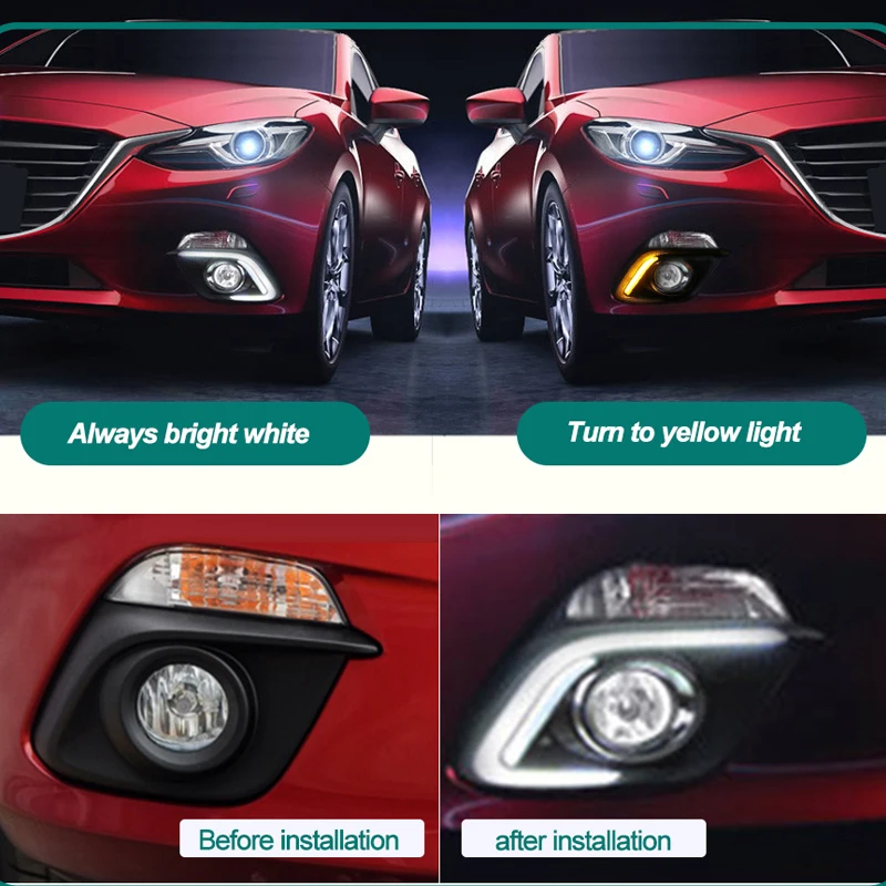 Hlxg светодиодный DRL дневные ходовые огни автомобильный Стайлинг для Mazda 3 Axela 2013-16 с
