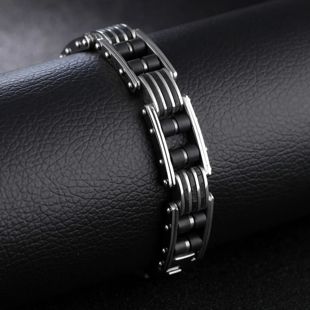 Крутой Панк Рокер черный силиконовый мужской браслет Homme Высокое качество